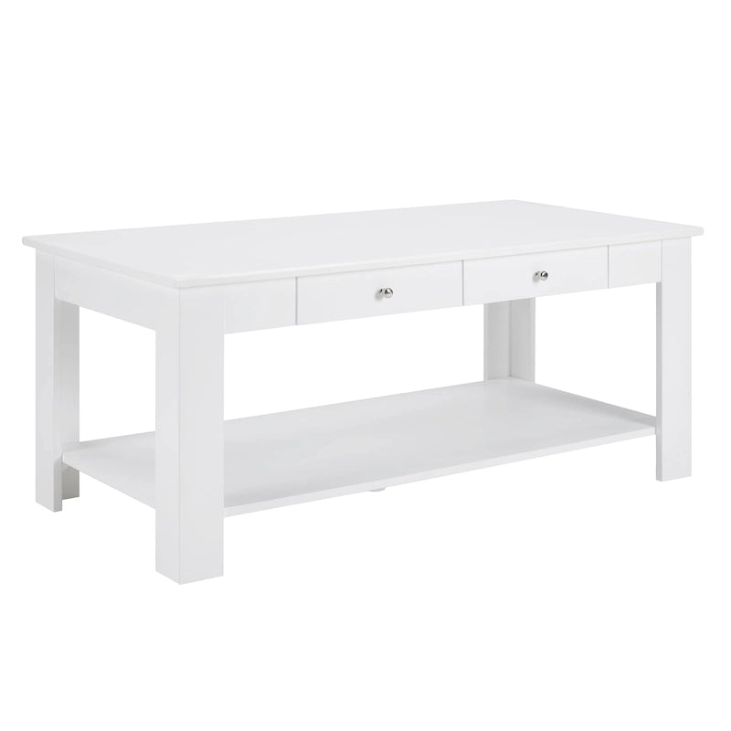 Table basse à double tiroir avec étagère