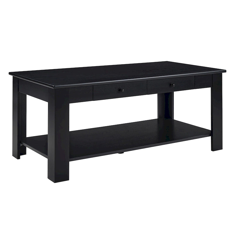 Table basse à double tiroir avec étagère