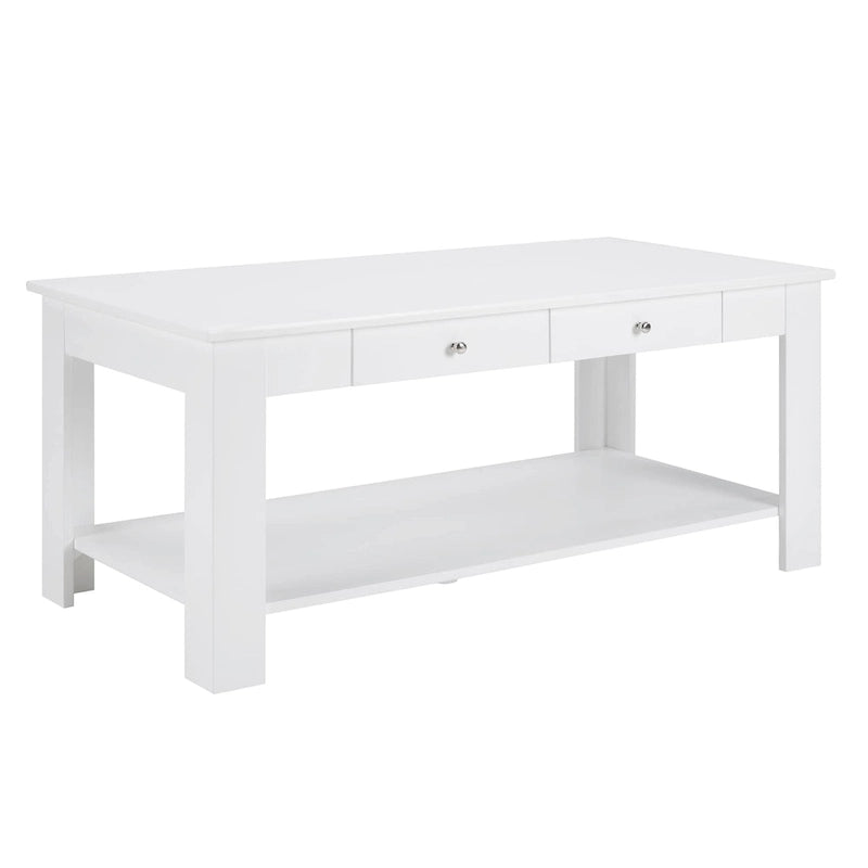 Table basse à double tiroir avec étagère