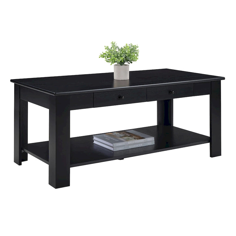 Table basse à double tiroir avec étagère