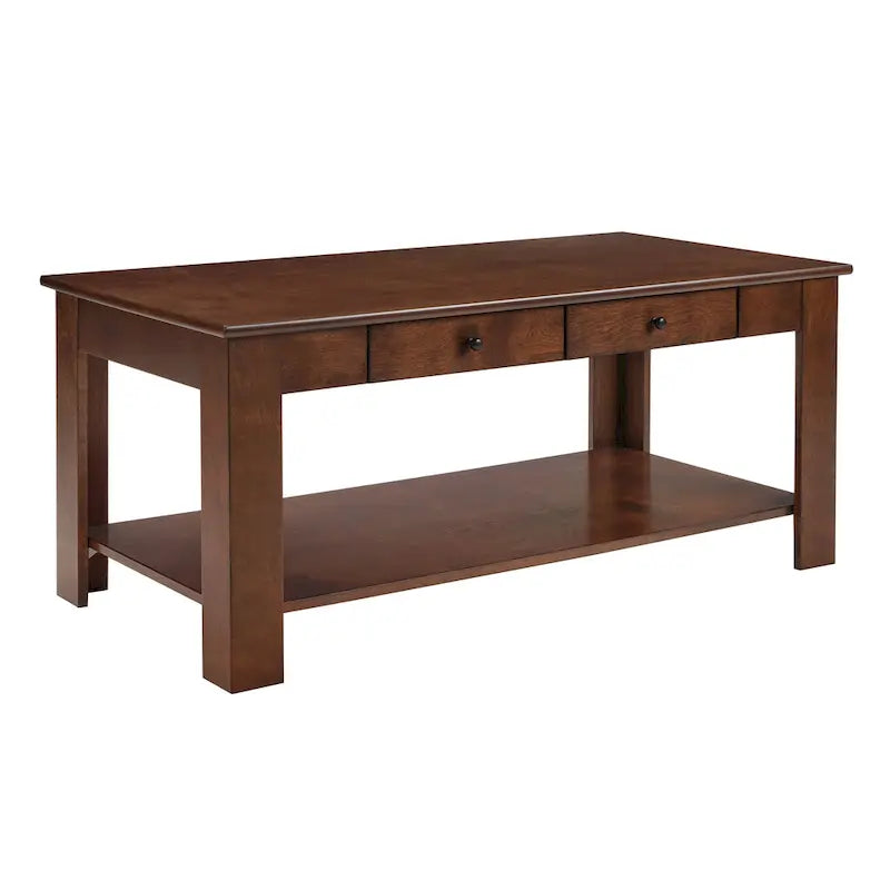Table basse à double tiroir avec étagère