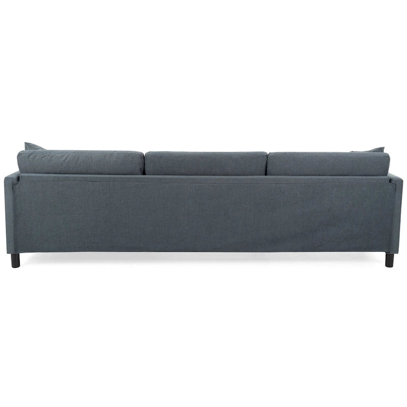 Canapé d'angle gris 107.87 places avec coussin amovible et ottoman mobile, accoudoir de rangement