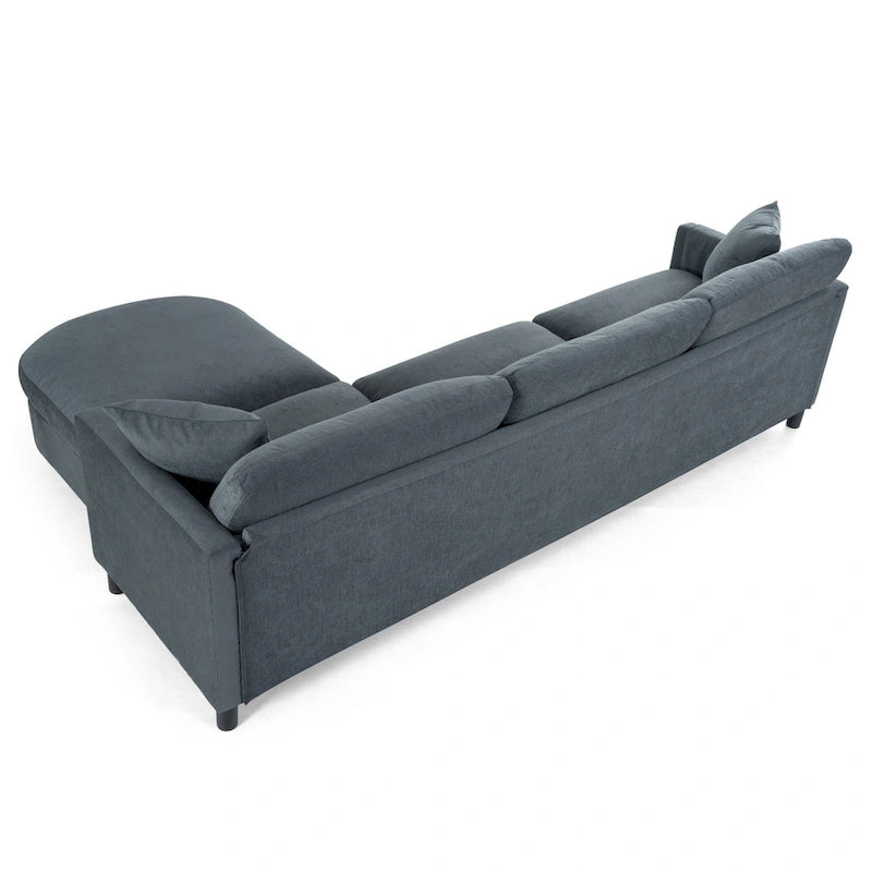 Canapé d'angle gris 107.87 places avec coussin amovible et ottoman mobile, accoudoir de rangement