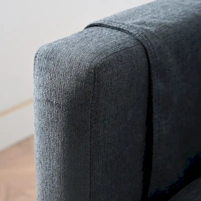 Canapé d'angle gris 107.87 places avec coussin amovible et ottoman mobile, accoudoir de rangement
