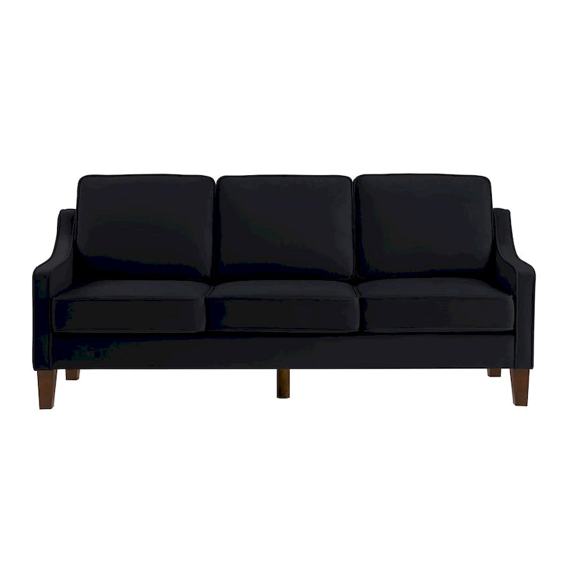 Canapé moderne avec accoudoir incurvé et pieds en bois - 29.00 x 74.00 x 34.25