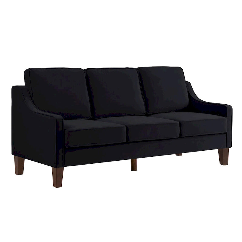 Canapé moderne avec accoudoir incurvé et pieds en bois - 29.00 x 74.00 x 34.25