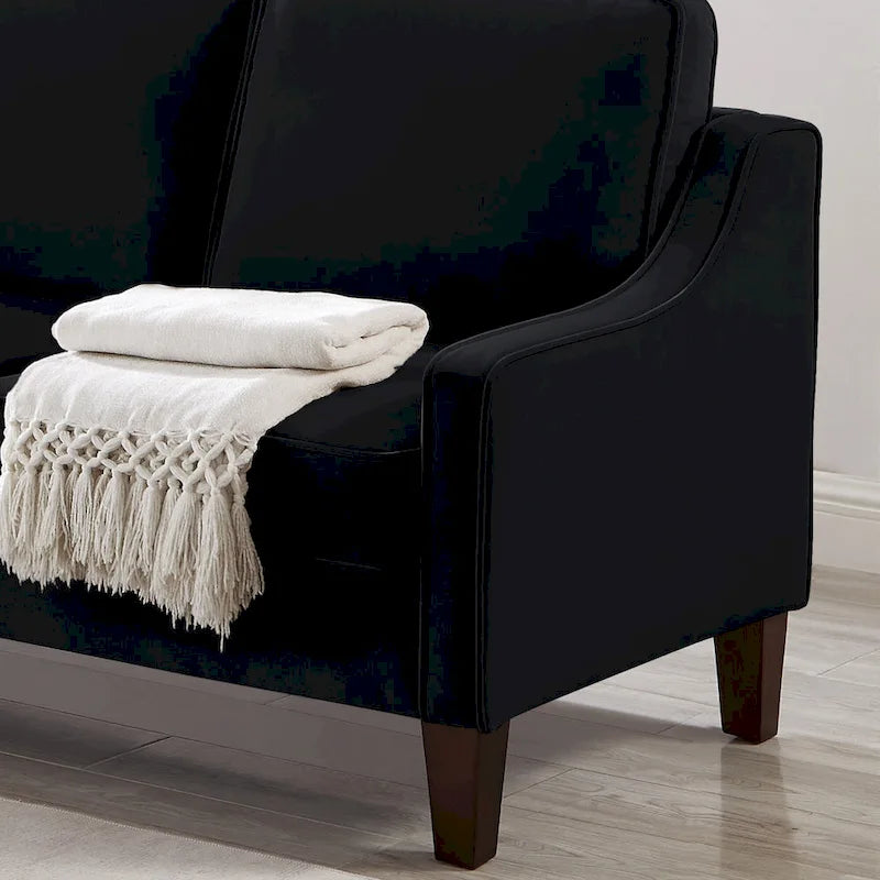 Canapé moderne avec accoudoir incurvé et pieds en bois - 29.00 x 74.00 x 34.25