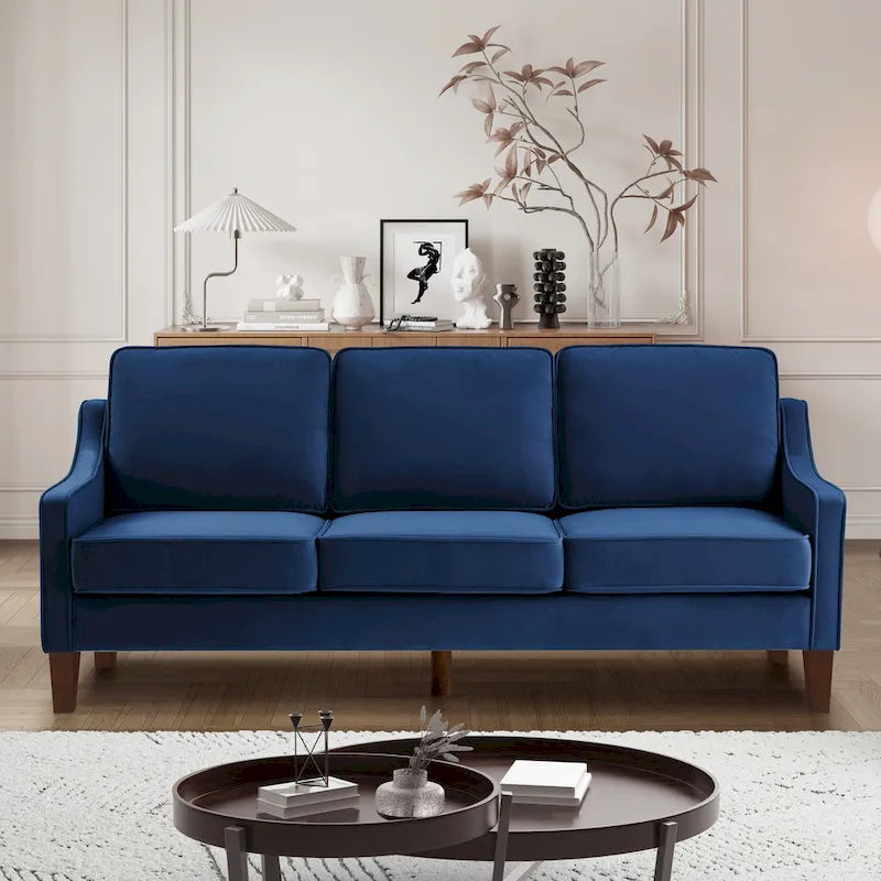 Canapé moderne avec accoudoir incurvé et pieds en bois - 29.00 x 74.00 x 34.25