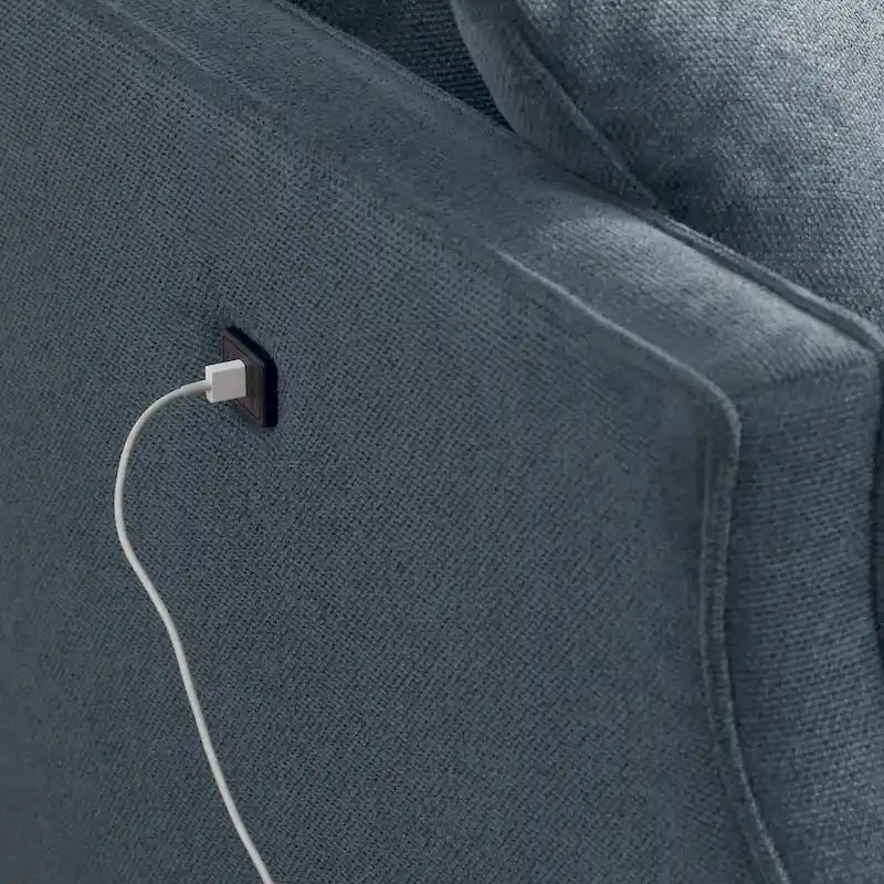 Canapé 2 places en tissu avec port de charge USB
