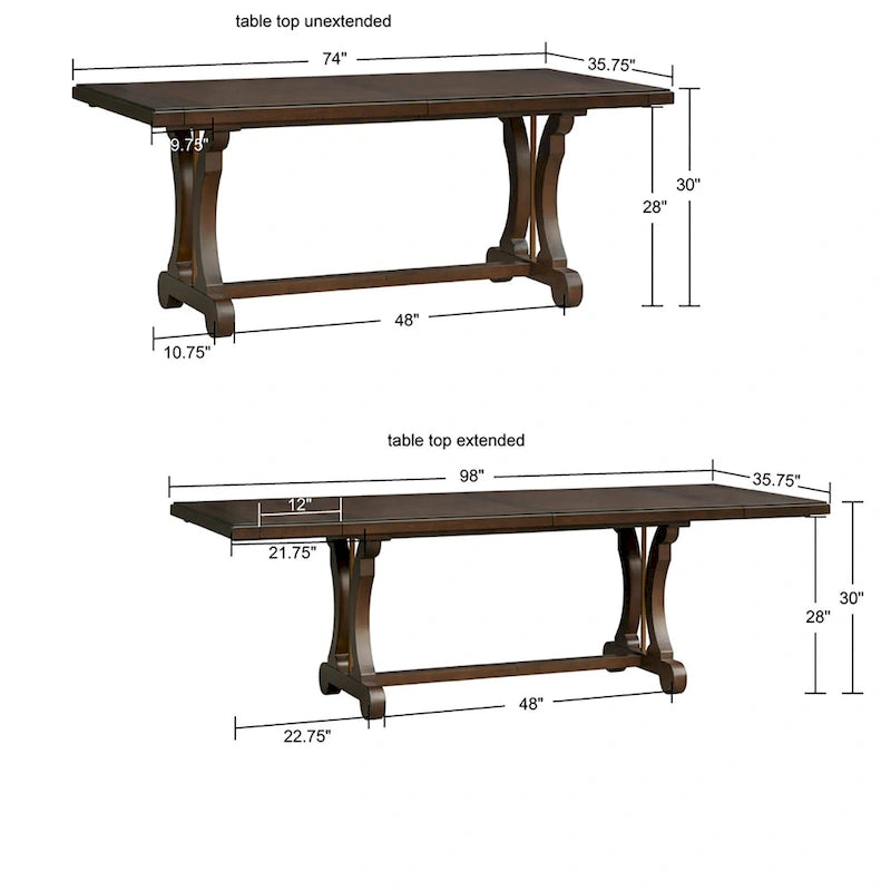 Table de salle à manger rectangulaire extensible