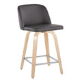 24. Tabourets hauts avec piètement en bois naturel (lot de 2)