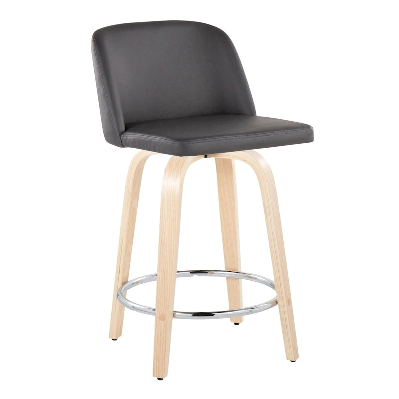 24. Tabourets hauts avec piètement en bois naturel (lot de 2)