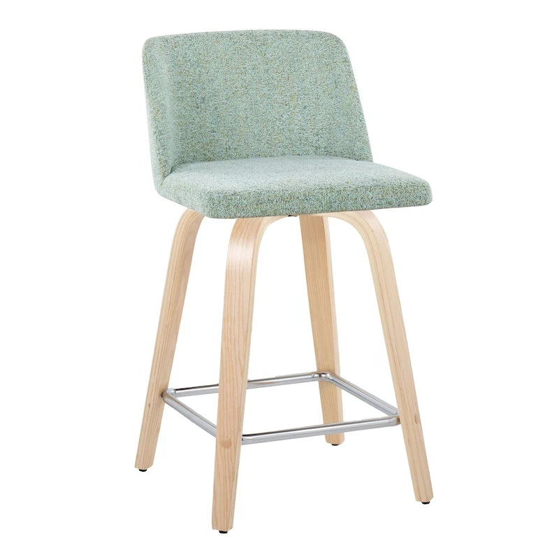 24. Tabourets hauts avec piètement en bois naturel (lot de 2)