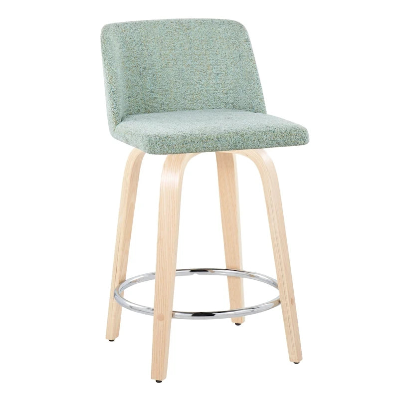 24. Tabourets hauts avec piètement en bois naturel (lot de 2)