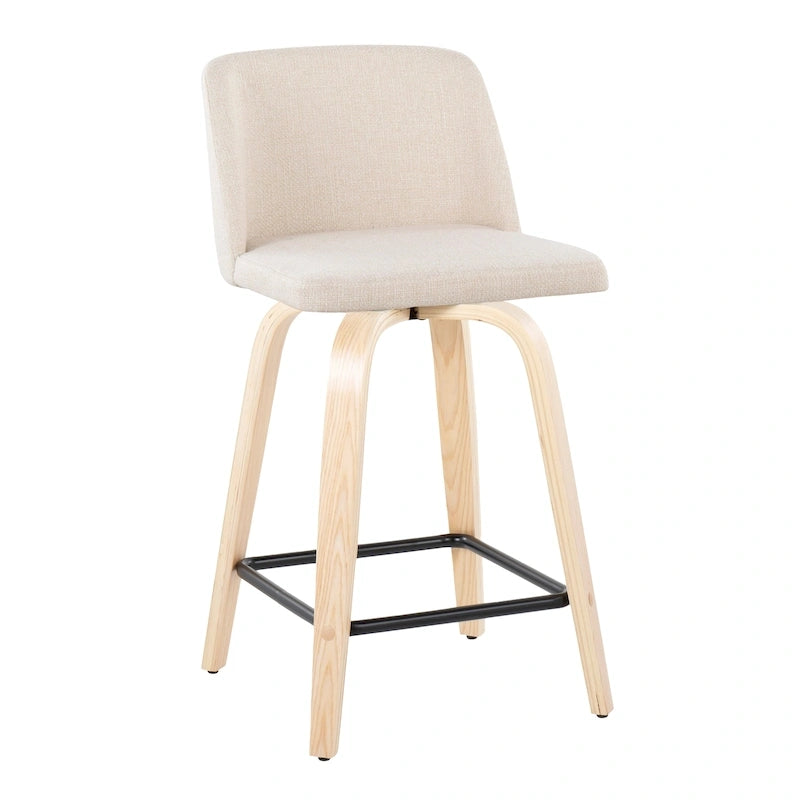 24. Tabourets hauts avec piètement en bois naturel (lot de 2)