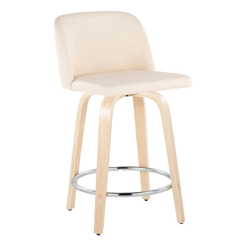 24. Tabourets hauts avec piètement en bois naturel (lot de 2)