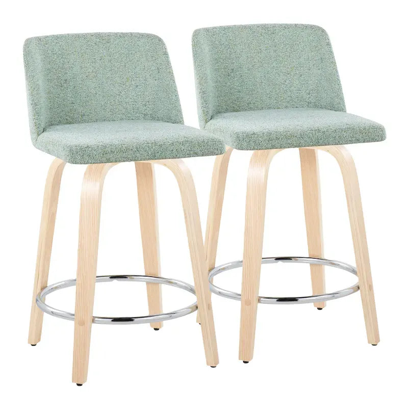 24. Tabourets hauts avec piètement en bois naturel (lot de 2)