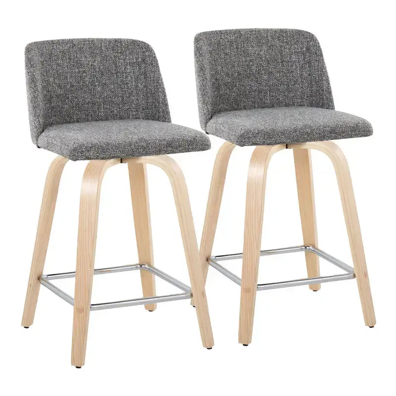 24. Tabourets hauts avec piètement en bois naturel (lot de 2)