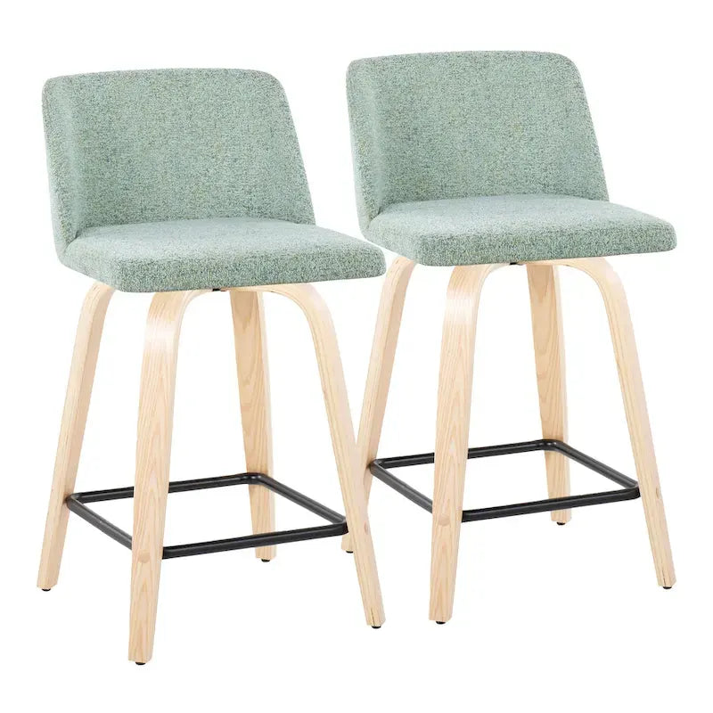 24. Tabourets hauts avec piètement en bois naturel (lot de 2)