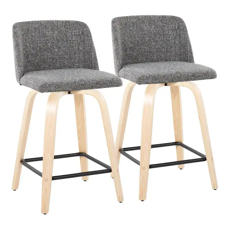24. Tabourets hauts avec piètement en bois naturel (lot de 2)