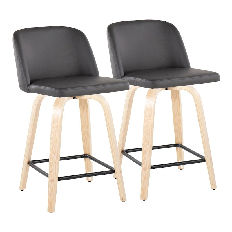 24. Tabourets hauts avec piètement en bois naturel (lot de 2)