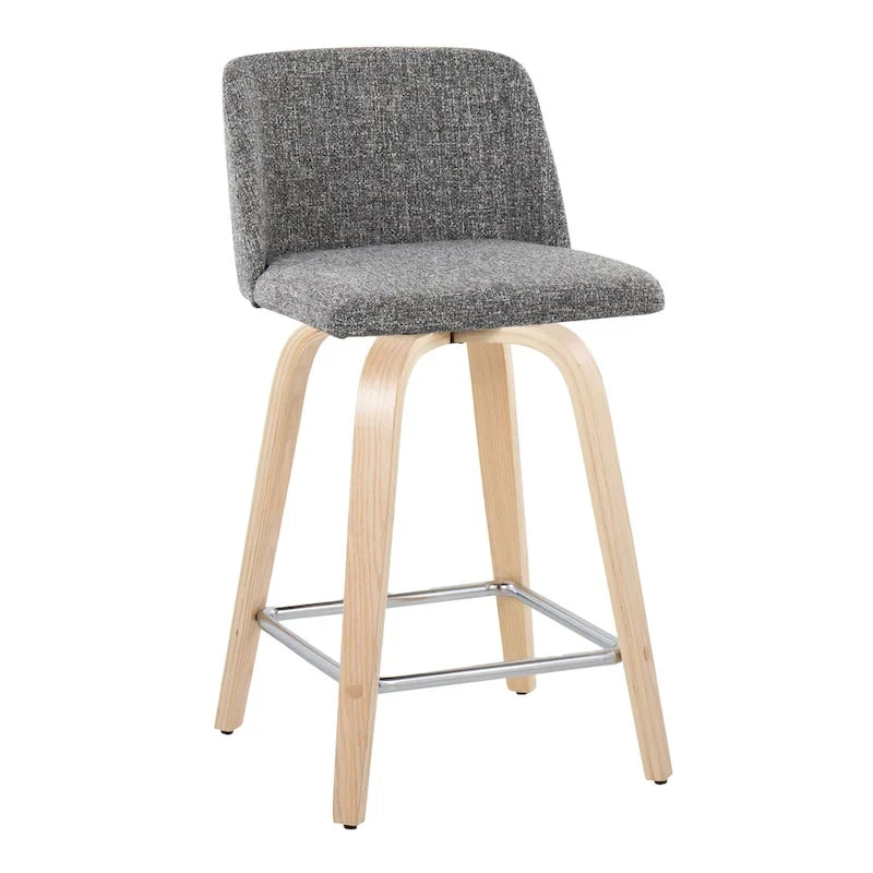 24. Tabourets hauts avec piètement en bois naturel (lot de 2)