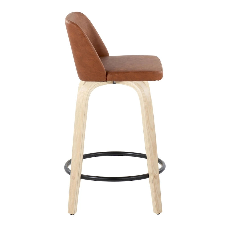 24. Tabourets hauts avec piètement en bois naturel (lot de 2)