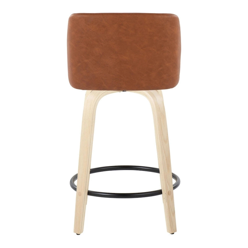 24. Tabourets hauts avec piètement en bois naturel (lot de 2)