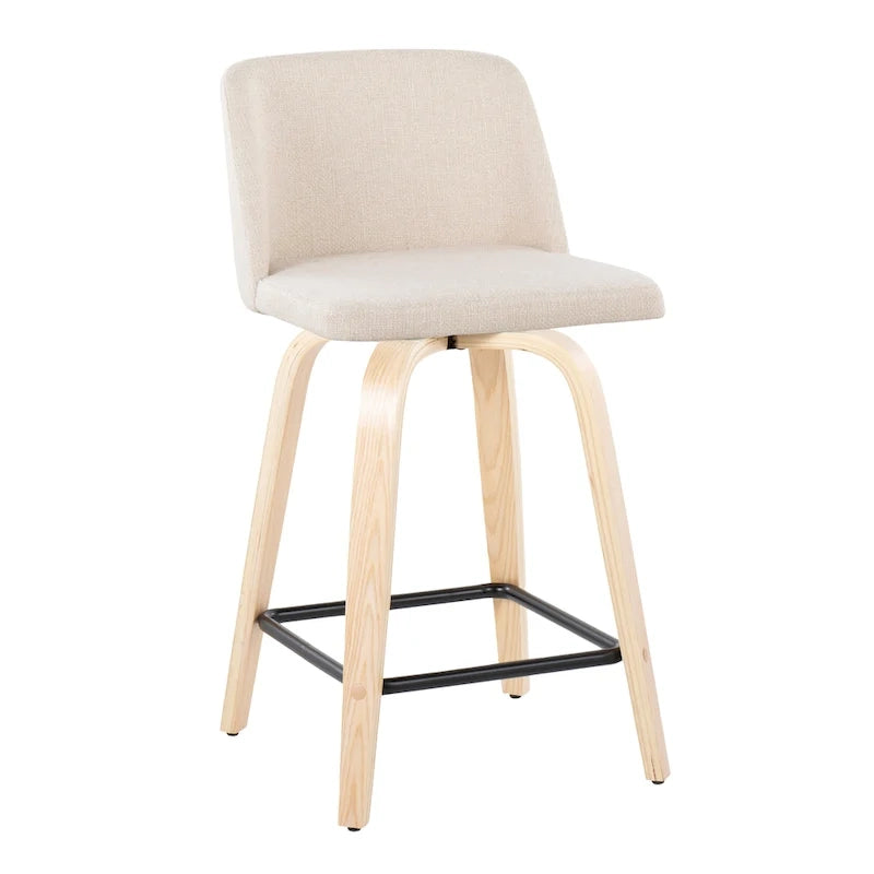 24. Tabourets hauts avec piètement en bois naturel (lot de 2)