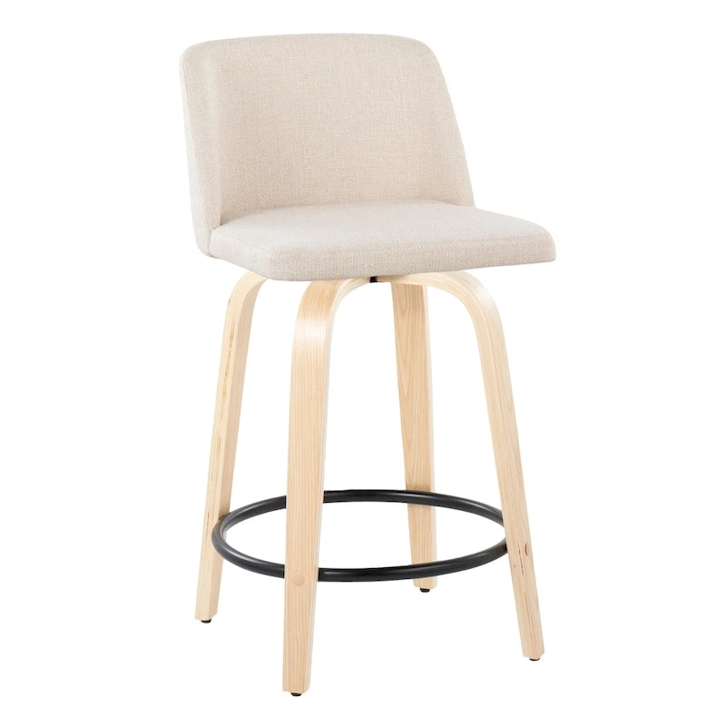 24. Tabourets hauts avec piètement en bois naturel (lot de 2)