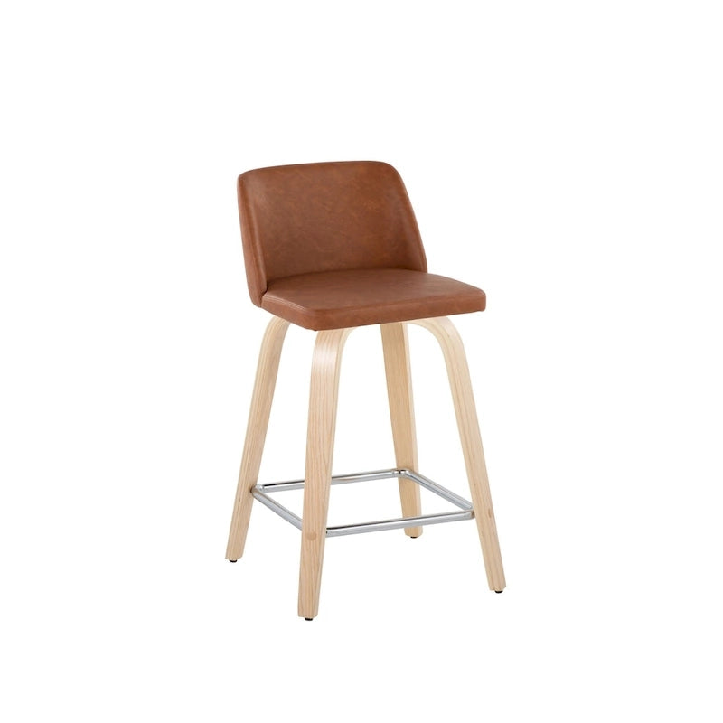 24. Tabourets hauts avec piètement en bois naturel (lot de 2)