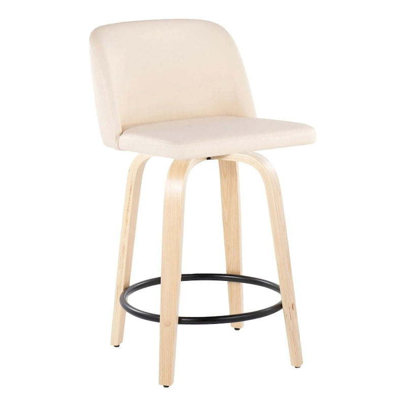 24. Tabourets hauts avec piètement en bois naturel (lot de 2)