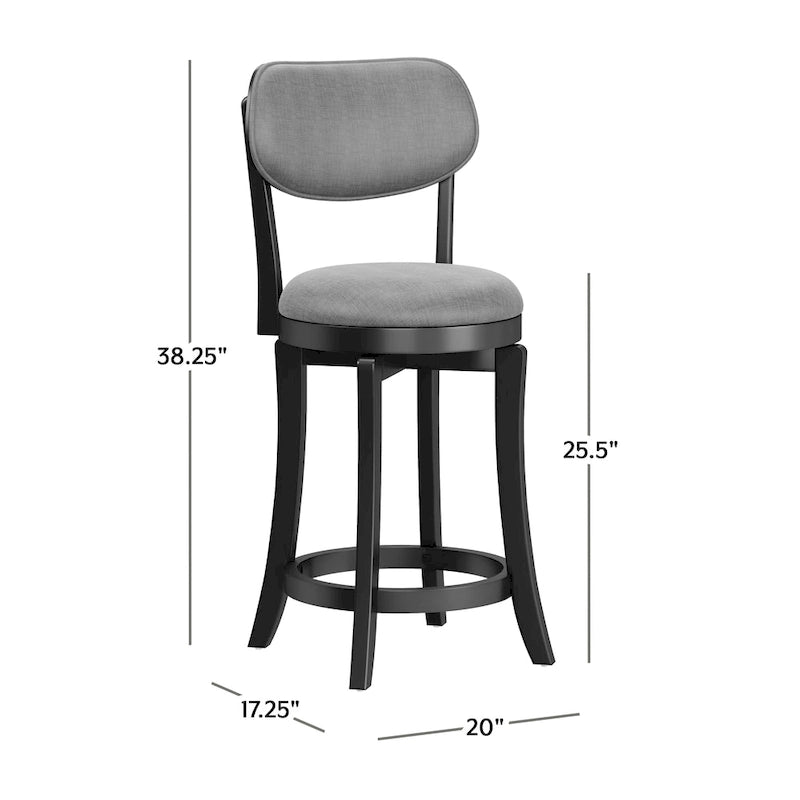 Tabouret de bar pivotant rembourré en bois - 97,16 cm de hauteur x 50,8 cm de largeur x 44,45 cm de profondeur ; hauteur d'assise : 64,77 cm.
