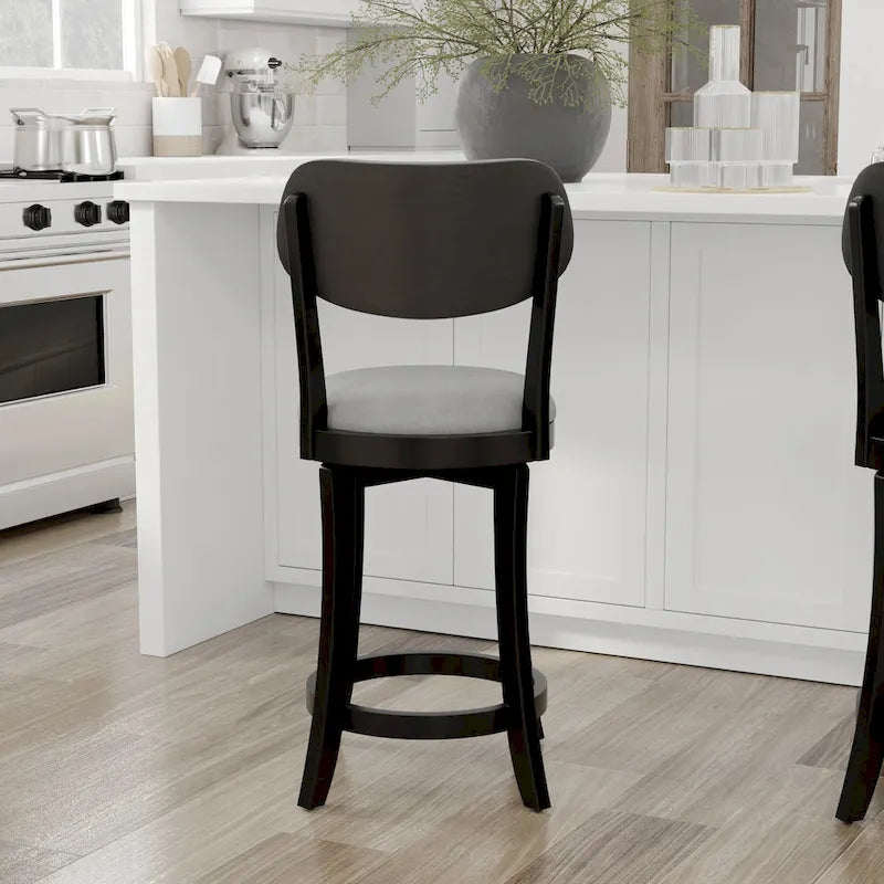Tabouret de bar pivotant rembourré en bois - 97,16 cm de hauteur x 50,8 cm de largeur x 44,45 cm de profondeur ; hauteur d'assise : 64,77 cm.