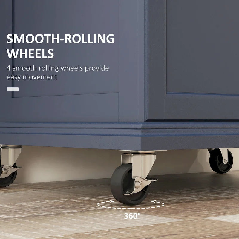 Îlot de cuisine roulant, desserte de cuisine mobile, comptoir et tiroirs en acier inoxydable, gris