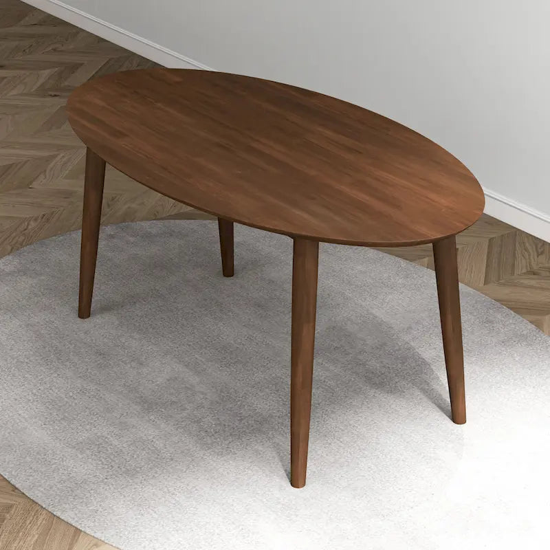 Table à manger ovale en bois massif de style médiéval, 67 pouces