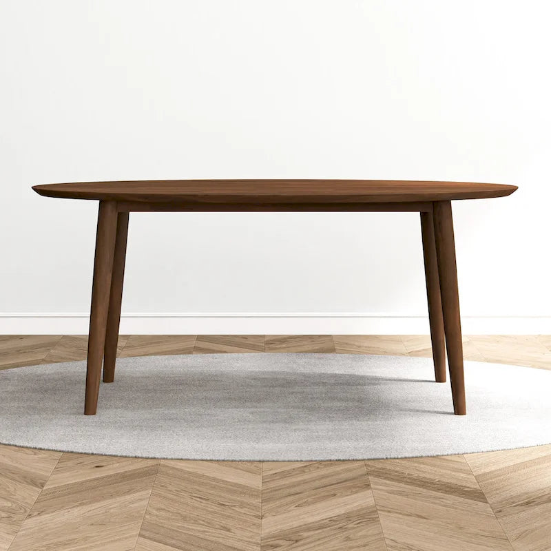 Table à manger ovale en bois massif de style médiéval, 67 pouces