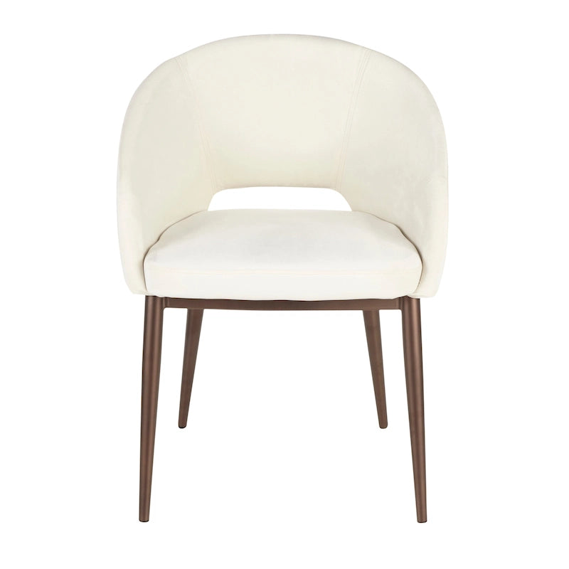 Chaise de salle à manger tapissée avec des pieds en métal en laiton