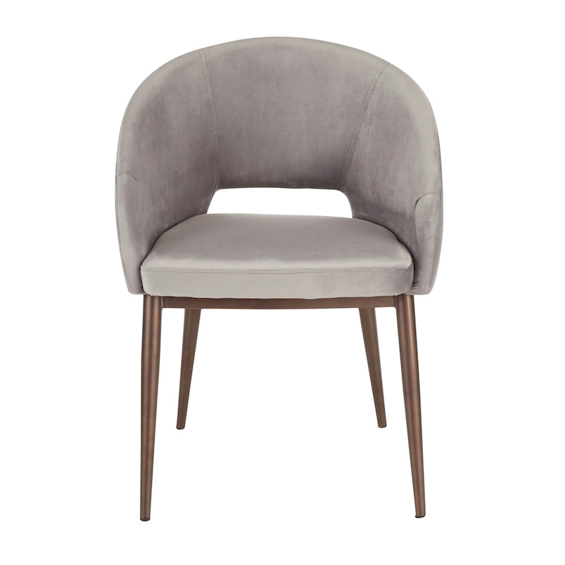 Chaise de salle à manger tapissée avec des pieds en métal en laiton