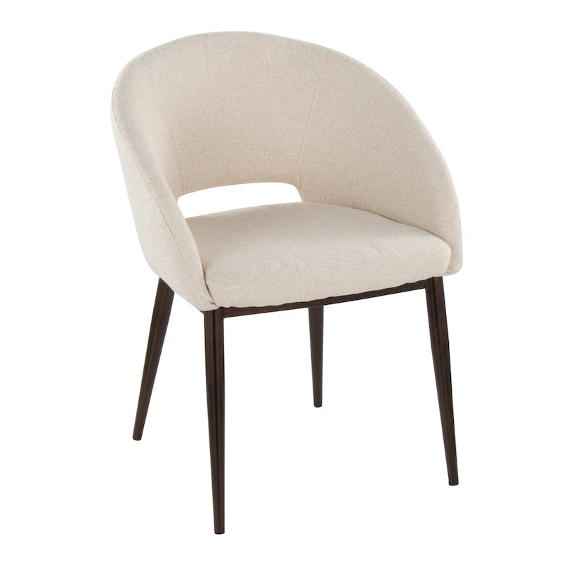Chaise de salle à manger tapissée avec des pieds en métal en laiton