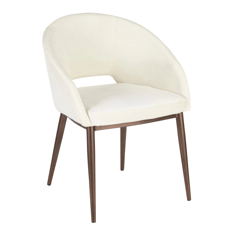 Chaise de salle à manger tapissée avec des pieds en métal en laiton
