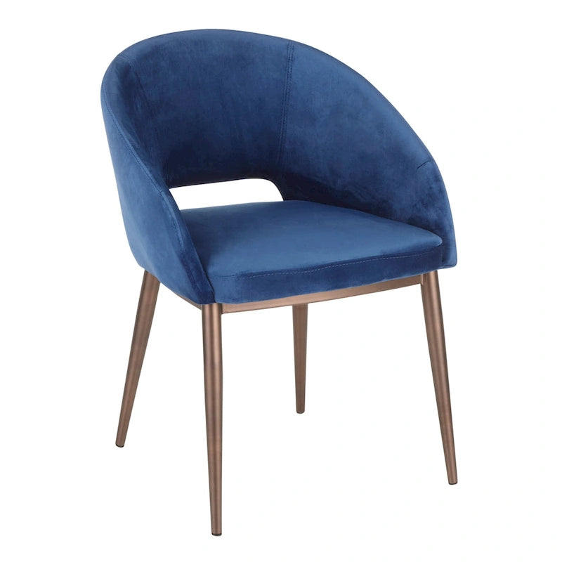 Chaise de salle à manger tapissée avec des pieds en métal en laiton
