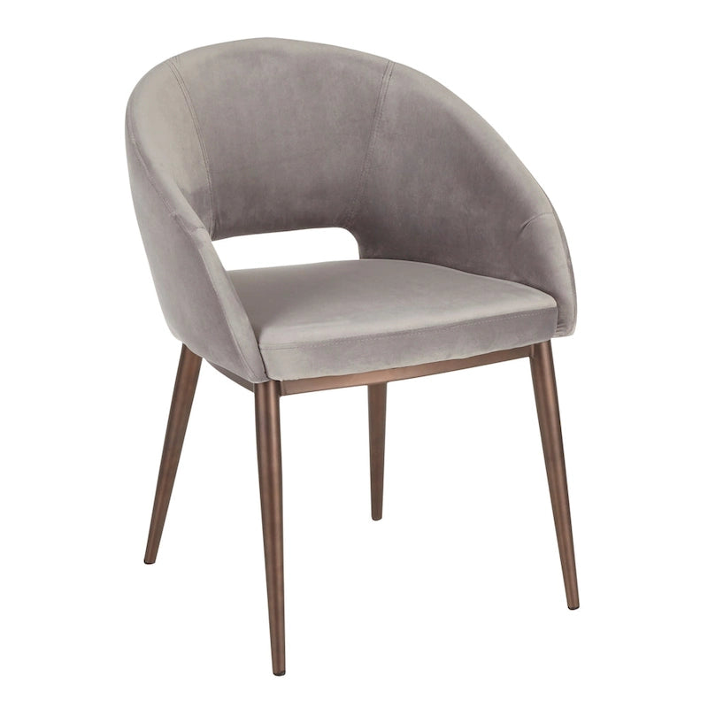 Chaise de salle à manger tapissée avec des pieds en métal en laiton