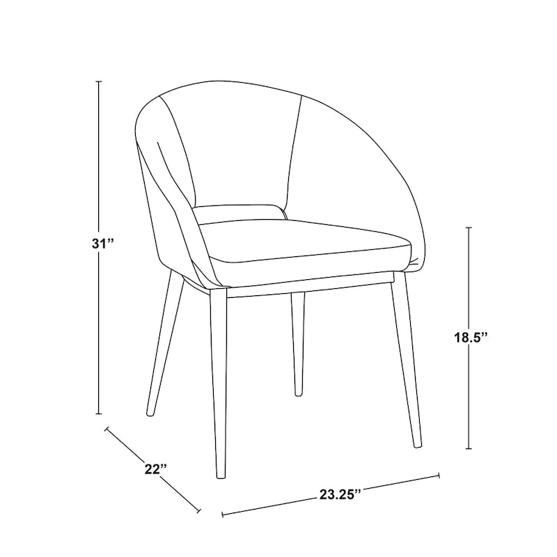Chaise de salle à manger tapissée avec des pieds en métal en laiton