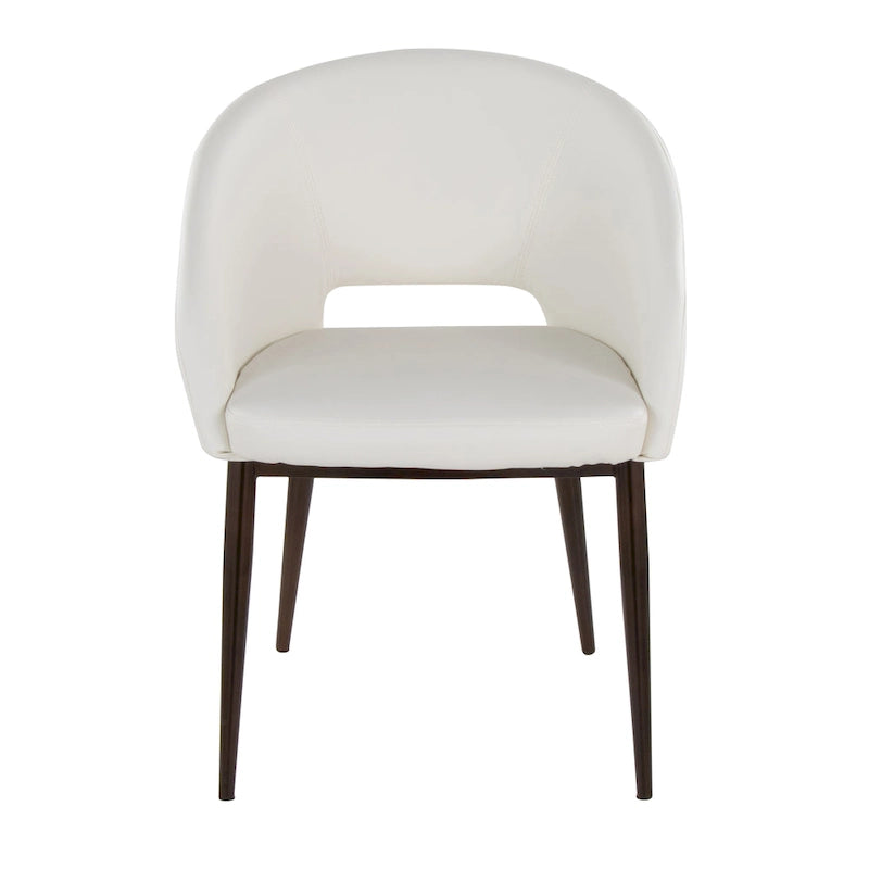 Chaise de salle à manger tapissée avec des pieds en métal en laiton
