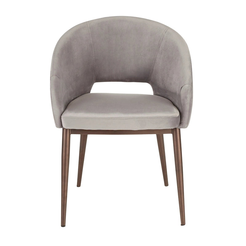 Chaise de salle à manger tapissée avec des pieds en métal en laiton