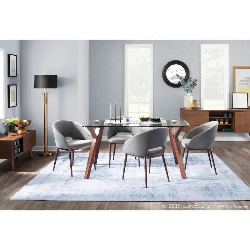 Chaise de salle à manger tapissée avec des pieds en métal en laiton