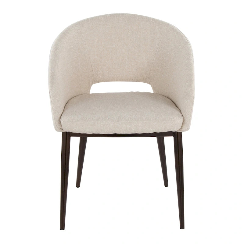 Chaise de salle à manger tapissée avec des pieds en métal en laiton