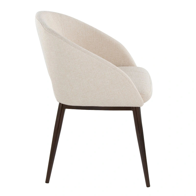 Chaise de salle à manger tapissée avec des pieds en métal en laiton