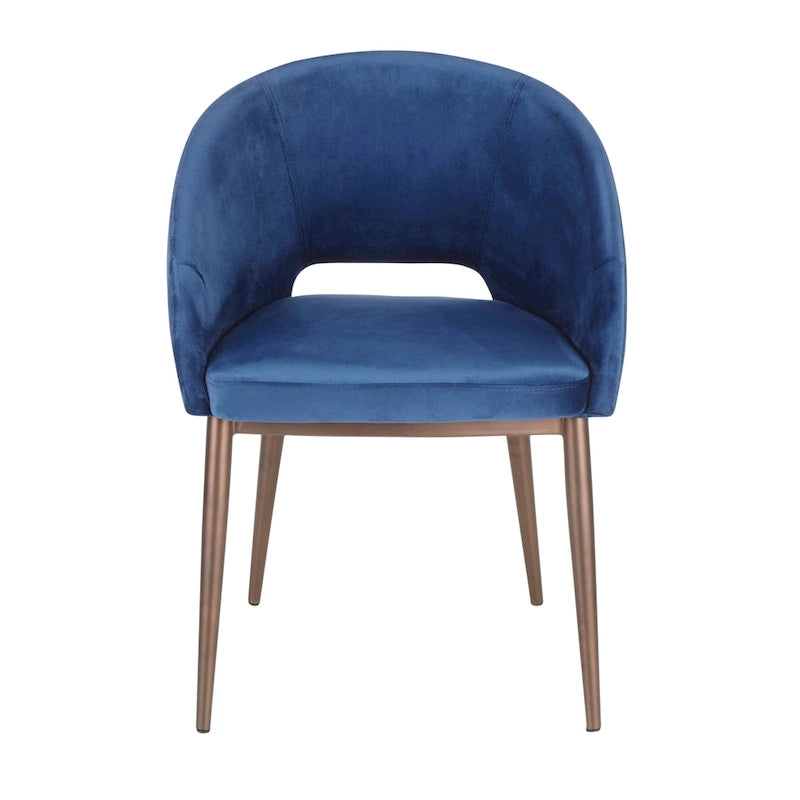 Chaise de salle à manger tapissée avec des pieds en métal en laiton